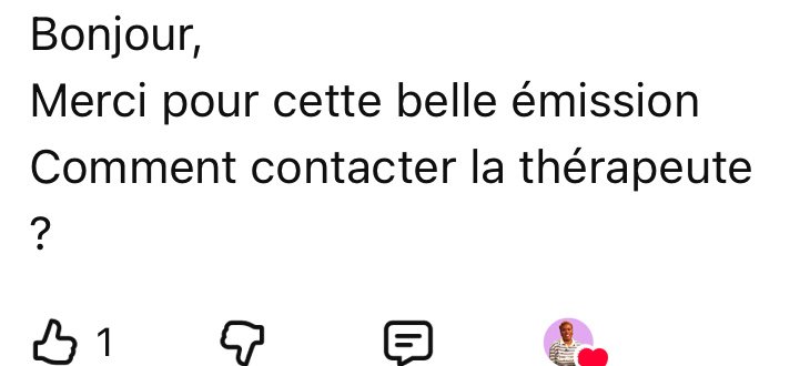 Capture anonymisée demandant comment contacter la thérapeute
