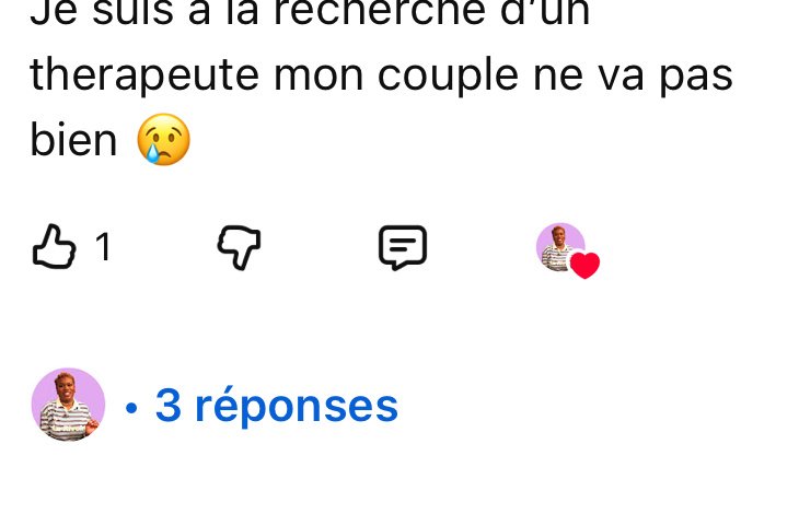 Capture anonymisée recherchant un thérapeute pour un couple