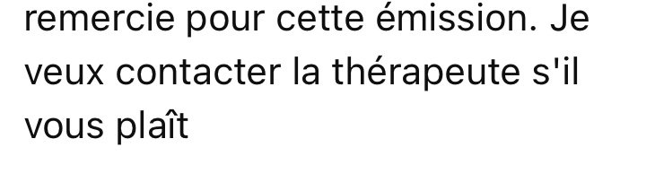 Capture anonymisée souhaitant contacter la thérapeute