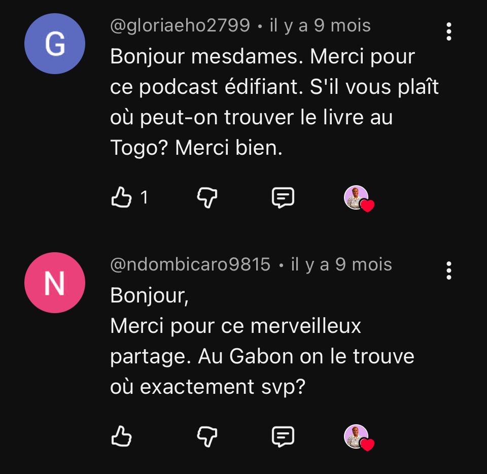 Commentaire anonymisé demandant où trouver le livre au Togo